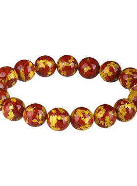 石方界雄黄红砂晶体砂混合12mm圆珠素圈小众正品官方旗舰店手链女