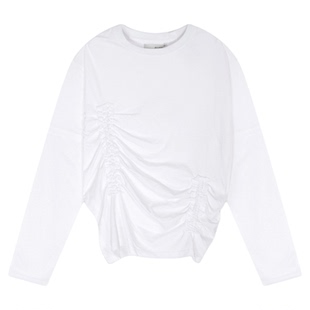 BUCH WEAR T恤女2025夏季新款棉质休闲拼接抽褶假两件T恤574835