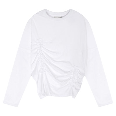 BUCH WEAR T恤女2025夏季新款棉质休闲拼接抽褶假两件T恤574835