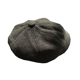 CAILENOW  浴血黑帮粗花呢人字纹八角帽剃刀党报童帽