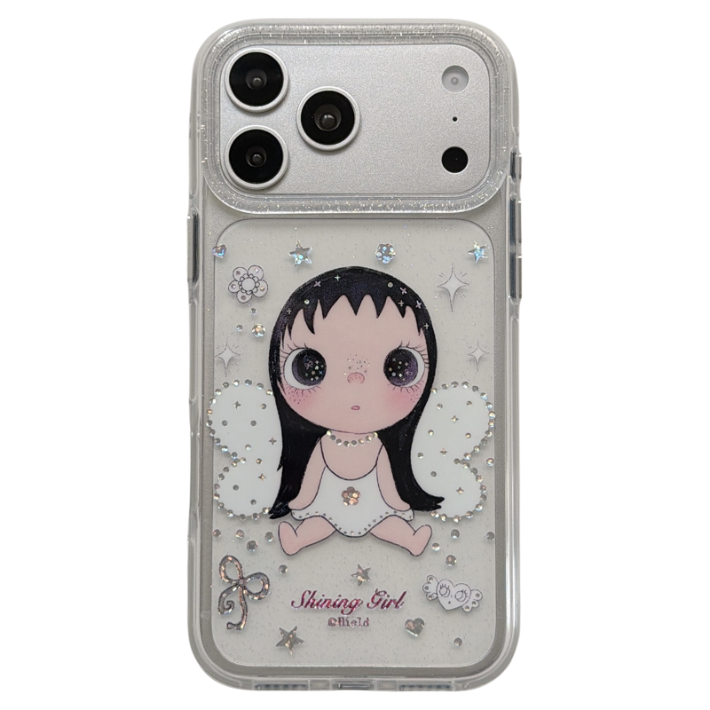 jze日韩ins透明闪钻白蝴蝶小玉适用苹果17ProMax手机壳带链条iphone15新款16pro女款17pro超好看14防摔手机套
