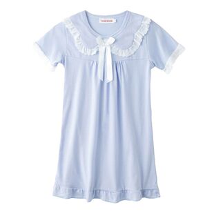 小学生睡裙女童睡衣女新款夏天花边薄款儿童睡衣女孩夏季纯棉裙子