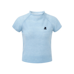 【明星同款】RestandRecreation2025秋冬新款RR插肩袖针织短袖女