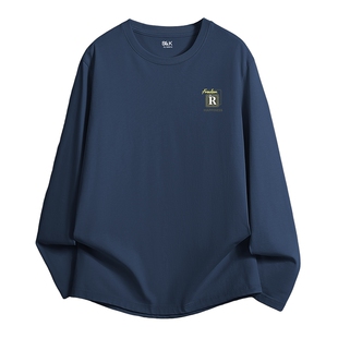 班尼路S&K重磅藏青色长袖t恤男春季美式潮流上衣纯棉男士打底衫A