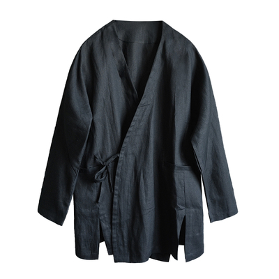 初秋亚麻上衣文艺薄外套纯色汉服