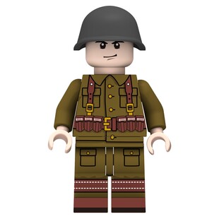 小颗粒积木二战军事打仗人仔偶MOC德法苏波兰士兵武器98K拼装玩具