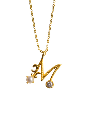 字母天然珍珠纯银天然珍珠女纯银