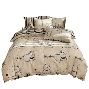 卡通狗狗全棉床上四件套2025新款床品纯棉被套床单宿舍三件套床笠