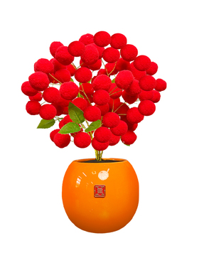 新中式毛绒花束摆件过年祝福装饰