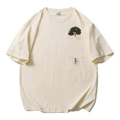 贴布毛巾绣短袖T恤男潮流