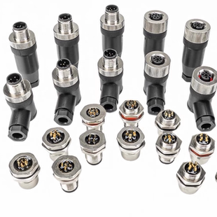 M12连接器航空插头4芯5芯8P12P公母接头镀金免焊螺丝压接防水IP67