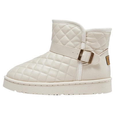 回力官方旗舰店雪地靴皮面棉鞋女