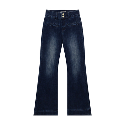 橘子树在哪儿高腰双扣微喇牛仔裤