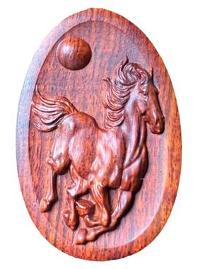 老料海南黄花梨马牌吊坠紫油梨红木马生肖马挂件属马项链男女木马