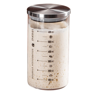 英国带刻度玻璃发酵罐鲁邦波兰天然酵种培养皿酵母瓶密封盒烘焙杯