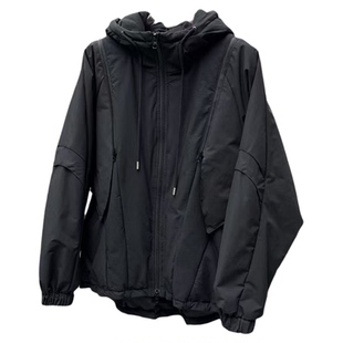 2025冬季袖子可卸美式休闲立体结构连帽宽松阔版户外羽绒服外套男