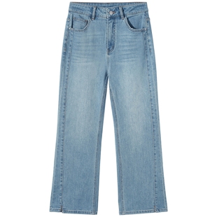 热风女士喇叭裤微喇牛仔裤2026年春季新款休闲九分宽松喇叭牛仔裤