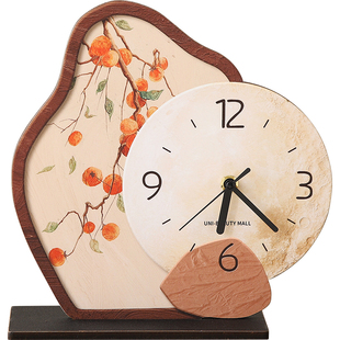 法式中古风桌面时钟摆件摆台式钟表摆放式静音座钟客厅电视柜装饰