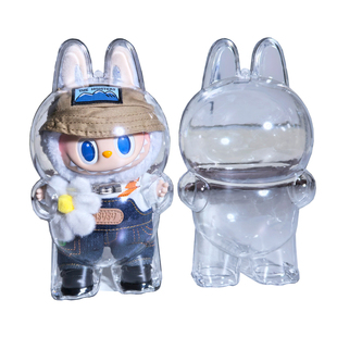 拉布布labubu1代马卡龙搪胶保护壳泡泡玛特防尘罩春野透明保护套