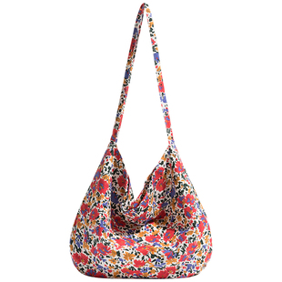 章若楠同款碎花帆布包2025春新款韩国ins单肩包韩系慵懒风斜挎包