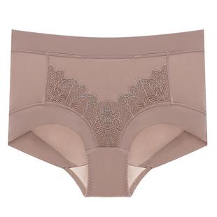 依曼丽精美蕾丝中高腰女内裤舒适透气塑身收腹平角裤