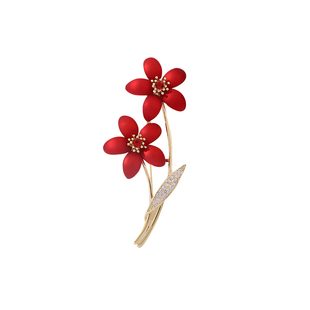 红色梅花胸针高档女新中式国风旗袍汉服胸花配饰精致气质衣服别针