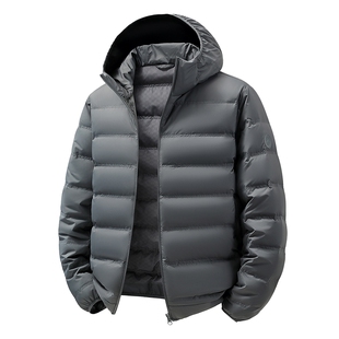 鸭鸭轻薄男羽绒服2025年秋冬新品百搭短款连帽舒适时尚保暖外套J
