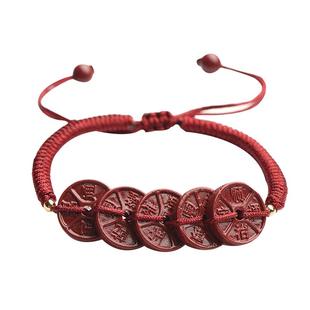 2026年开运朱砂五帝钱红绳脚链女手链男情侣一对本命年手串脚链子