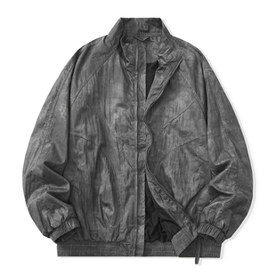 新款男士立领夹克美式复古外套春秋款休闲百搭上衣潮流男装衣服