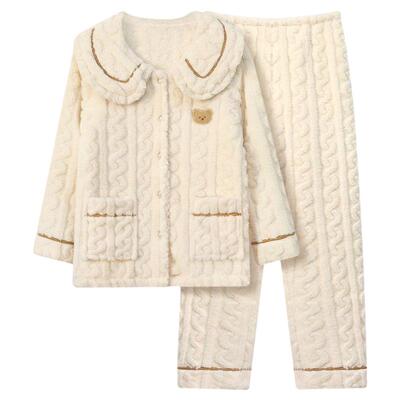 冬天法兰绒睡衣女士2025新款珊瑚绒加厚加绒可外穿大码家居服套装