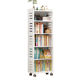 带轮可移动书架家用多层收纳架四层学生儿童书架简易组装防水书架