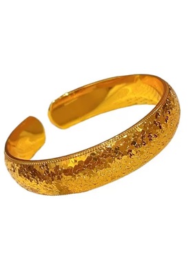 14MM宽面高保色镀金碎冰开口手镯