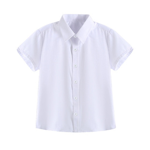 校园服男女童短袖儿童白色衬衫男孩夏季衬衣演出服小学生纯棉校服