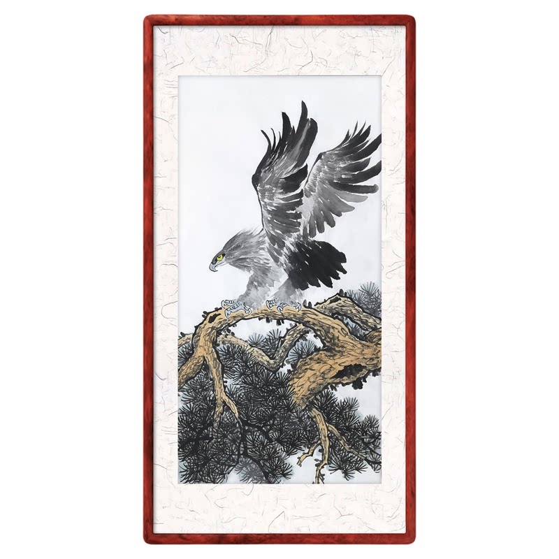 手绘大展宏图 金雕画 手工雄鹰展翅画 高瞻远瞩画 水墨泼墨老鹰画