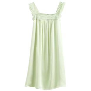 美标6A级真丝睡衣女春夏100%桑蚕丝绸吊带睡裙性感纯欲蕾丝家居服