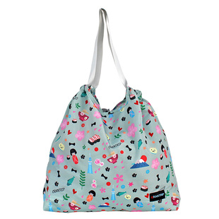 环保便携购物袋轻布包大容量手提单肩束口超市旅行小清新卡通