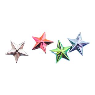 Shinma F-136钛合金彩色立体雕刻五角星星内螺纹唇钉耳钉穿刺饰品