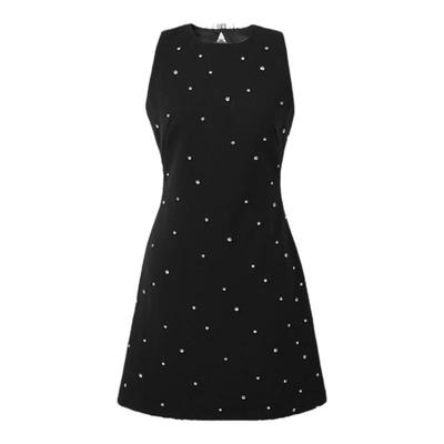 无袖露背黑色连衣裙女