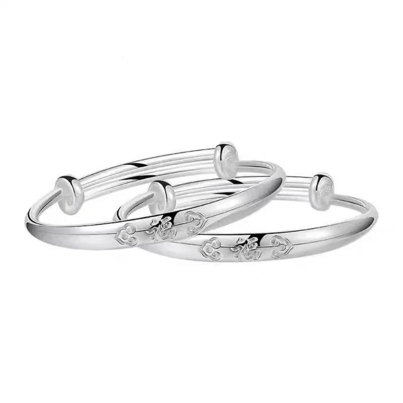 香港正生纯银9999足银手镯实心马宝宝马生肖儿童满月周岁礼物手环