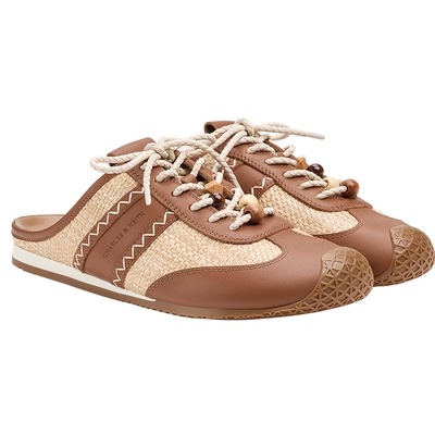 CHARLES&KEITH26春季新款CK1-71960035拼色平底休闲风半拖德训鞋