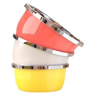 不锈钢盆厨房揉面盆彩色汤盆加深圆形油盆带盖盆子洗菜盆大调料盆