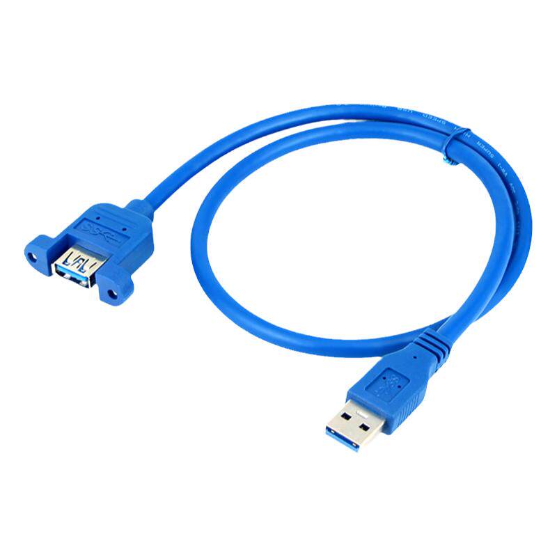 USB3.0公对母延长线带螺丝孔可固定面板高速手机充电网卡打印机电脑连接键盘优U盘鼠标USB接口延长线