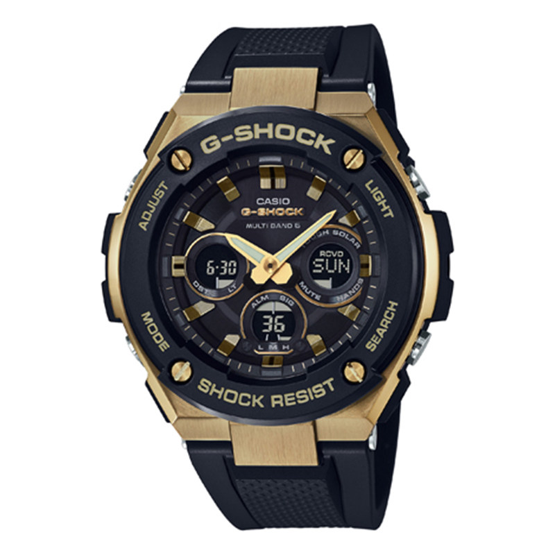 CASIO卡西欧手表男G-SHOCK金属电波光能运动男表GST-W300/B100