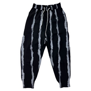 2025夏季条纹休闲小脚九分裤男精神小伙裤子网红同款束脚哈伦裤薄