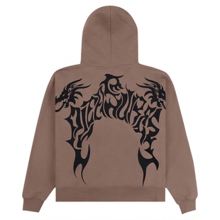 PLEASURES  满版异形图案印花连帽卫衣男高街拉绒拉链全封闭帽衫