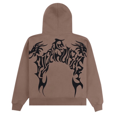 PLEASURES印花拉链拉绒连帽卫衣