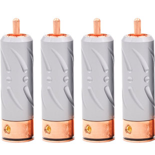 Viborg维堡 纯紫铜RCA插头莲花头胆机音响AV音视频接线头镀铑免焊