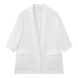 DT·LANDO夏季薄款女装外搭开衫经典纯白色高级感通勤西装外套