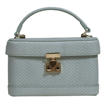 EZRO头层牛皮蜥蜴纹蛇纹盒子包