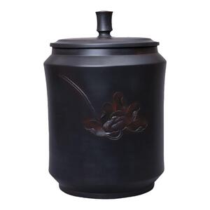 建水紫陶手工浮雕普洱茶饼九饼缸